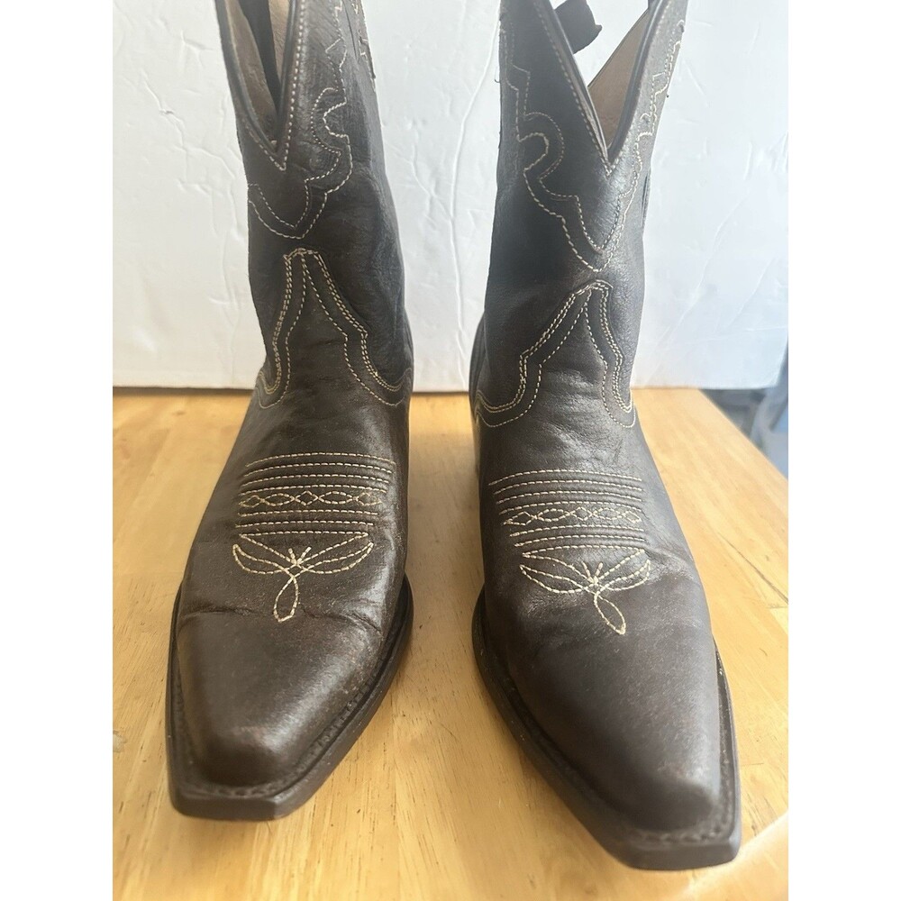 JB Dillon Women's Cowboy Western Boot Snip Toe Size 8B Mid Calf Brown